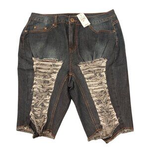Ashley Stewart Distressed Blue Shorts – Brand New, Size 14